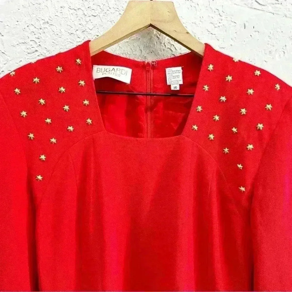 Bugardi red sheath dress with star embellishments size 10 - Picture 6 of 15